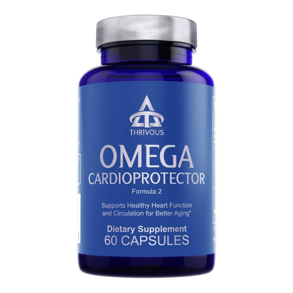 Thrivous Omega Cardioprotector – Advanced Heart & Circulation Support Supplement con AvailOm Omega-3, Aglio, Gotu Kola, Oligopin Pine Bark – 60 capsule vegan