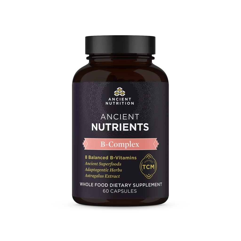 Antica vitamina B supplemento complesso, 8 Balanced B-Vitamins, Supporta livelli di energia sana, Erbe adaptogene, Enzime attivato, Paleo & Keto Friendly, 60 capsule