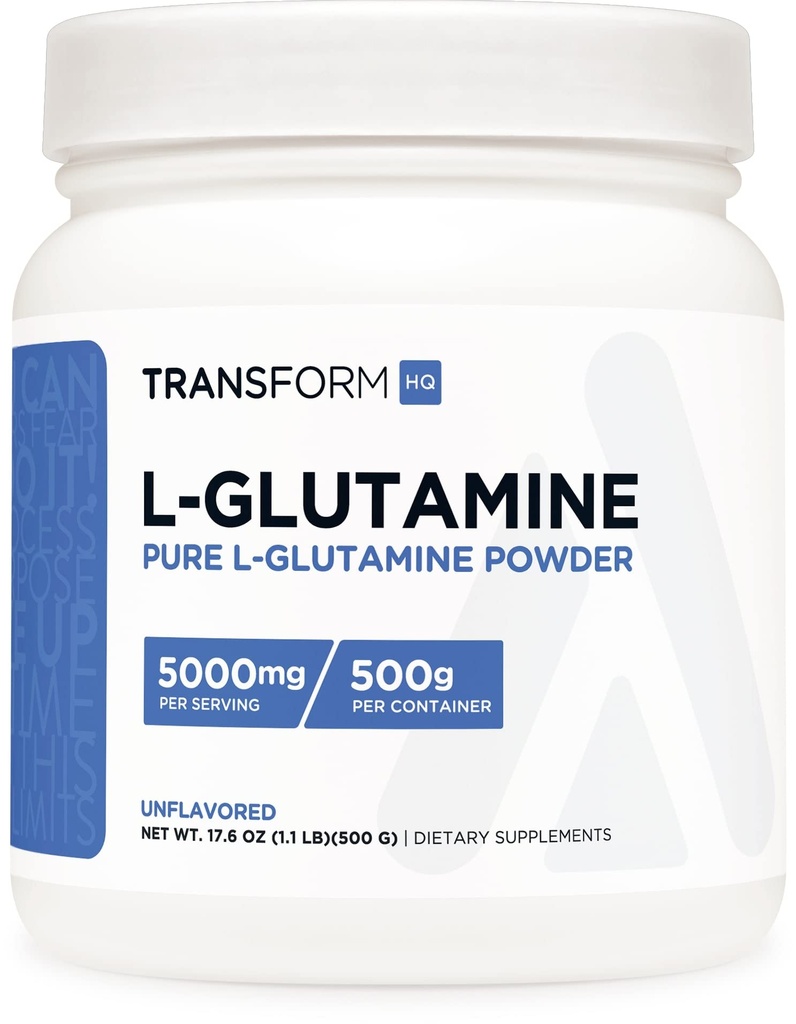 Polvere di L-Glutamina di TransformHQ, 500G, 100 Serve - senza glutine, non OGM