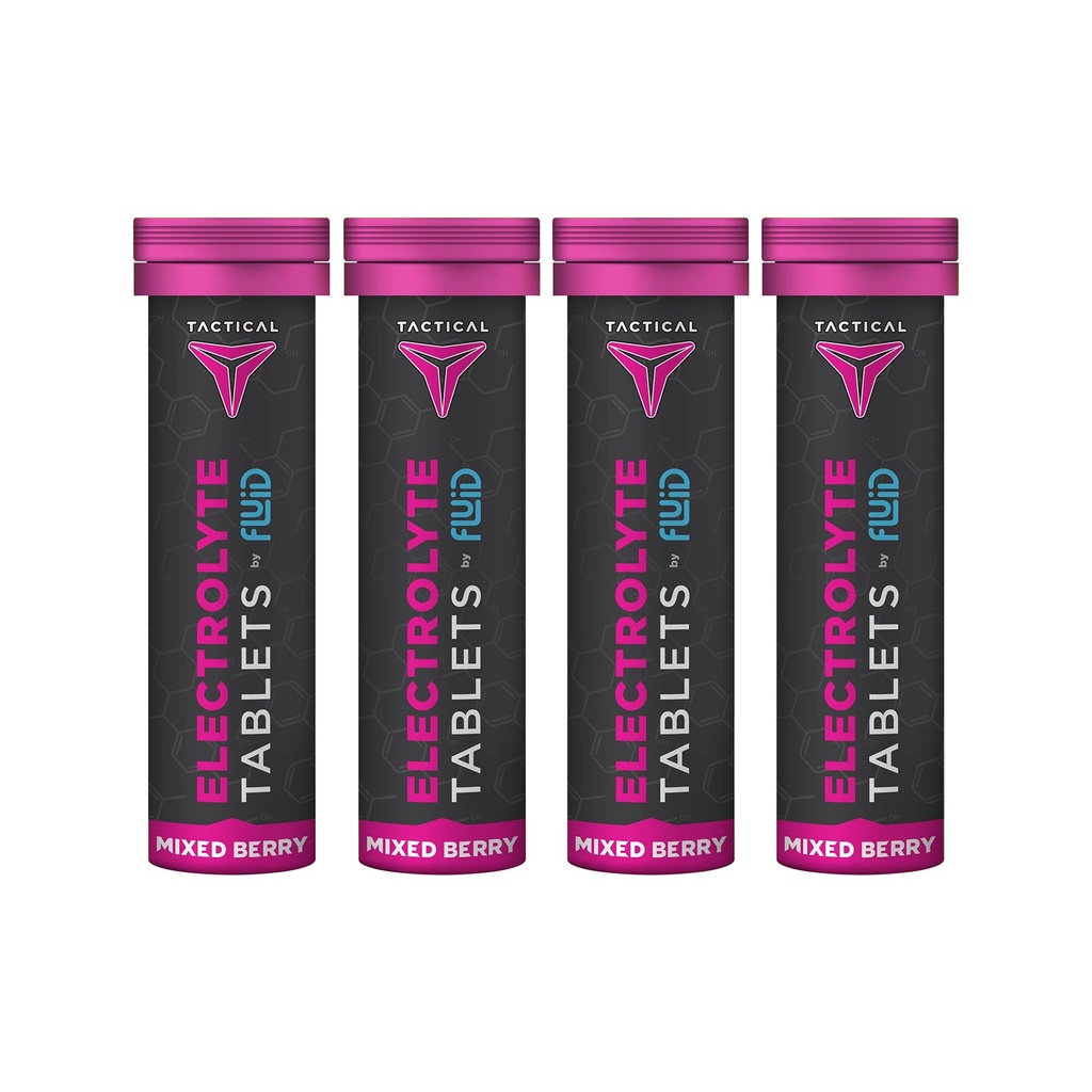 Compresse di idratazione tattico- effervescente fluido, sostituzione elettrolita e prevenzione della disidratazione, 4 Pack, 40 Servings (bacca mista)