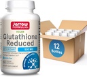 Jarrow Formulas Glutathione Ridotto 500mg- 60 capsule vegetali- Antiossidante intracellulare- Integratori di Glutathione di qualità- Supporta il riciclaggio di vitamine C & E- Non-GMO- Gluten Free- Vegan, Confezione da 12
