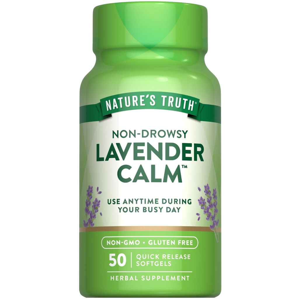 Lavender Calm Softgels Oral Supplement | 50 Count | Non-Drowsy Herbal | Non-GMO & Gluten Free