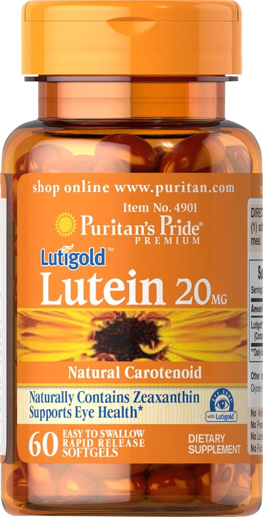 Puritan Pride Lutein 20 mg con Zeaxanthin 60 Softgels