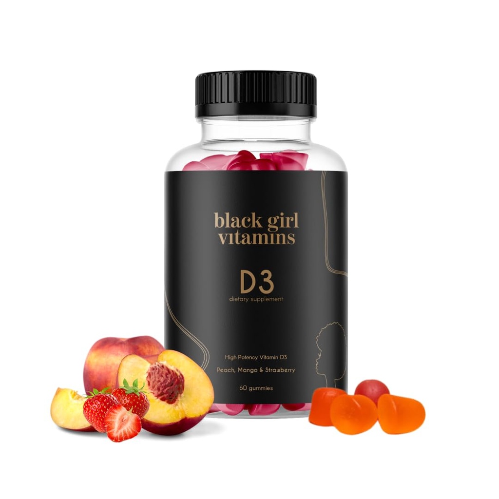 Vitamine di Ragazza Nera - Vitamina D3 Gummies, per Immune, Energia e Bone Support, 2000IU (50mcg) Vitamina D per Serve, Vitamina D senza glutine