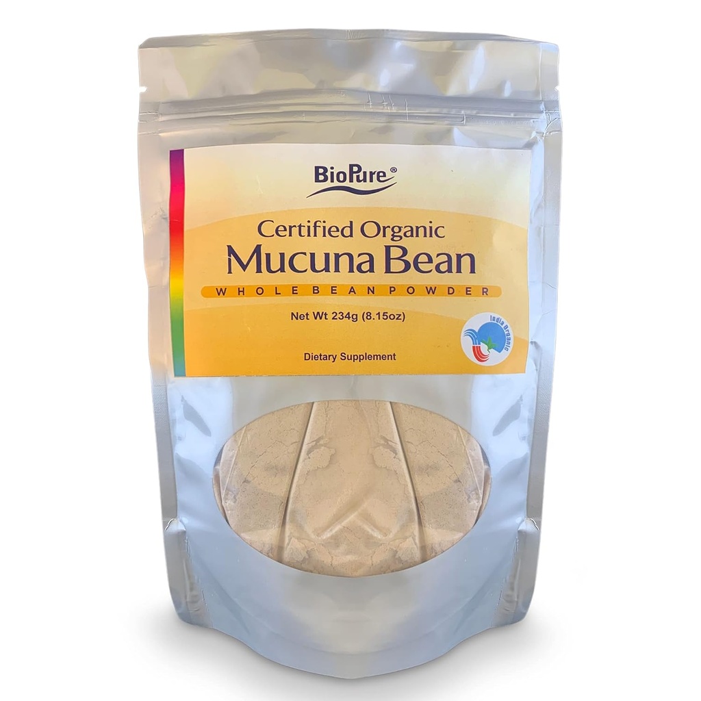 BioPure ha certificato la polvere di Mucuna Organica del chicco di Mucuna – integratore naturale Nootropic & Adaptogen con Dopamine & Serotonina per sostenere la salute del cervello, la risposta di stress del corpo, e il benessere generale – 8.15 oz