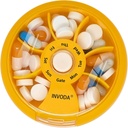 Organizzatore di pillole settimanali INVODA 7 scomparti scatola di pillole rotanti per farmaci giornalieri e vitamine - Case di viaggio portatile caso Fish Oil Supplements Vitamins Organizer (Orange)