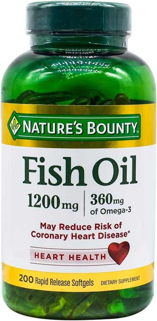 Bounty Fish Oil, Supporta la salute del cuore, 1200 Mg, Softgel a rilascio rapido, 200 Ct