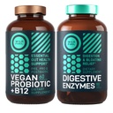 Enzimi digestivi con Probiotici e Prebiotici e Vegan Probiotic Plus B12 potenziato Digestivo e Gut Salute Bundle