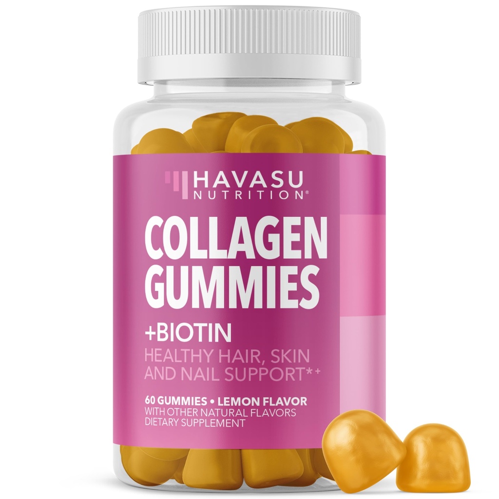 Gummie di collagene per donne e uomini con biotina 2500mcg, zinco, vitamina C & E - Gommie di collagene idrolizzate per capelli, pelle e supporto per unghie - Biotina e collagene Gummies - Limone Flavor - 30 Serve