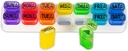 Organizzatore di pillole settimanali GMS - 7 giorni AM/PM Pop Out Pill Pods per integratori, vitamine e farmaci - Ideale per uso quotidiano & viaggi - Rainbow