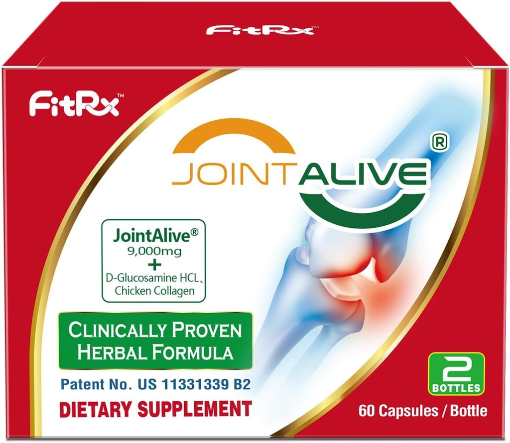 FitRx JointAlive Joint Support Supplements for Women & Men, Glucosamine Chondroitin, Tipo II Collagen, Giunti di sollievo Discomfort, Cartilage Repair, come Quickly as 7 Days, 60 Serve