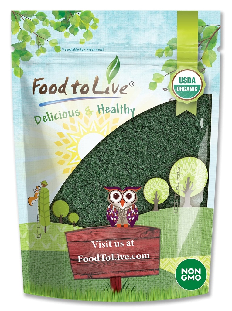 Cibo per vivere clorella Organica Polvere, 8 once — Non OGM, Kosher, Raw Green Algae, Vegan Superfood, Bulk, Pure Vegan Green Protein, Ricco di vitamine e minerali, Grande per bevande, Parete cellulare rotto