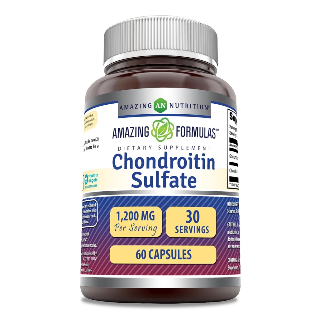 Incredibile Formulas Chondroitin Sulfate 1200 mg Per Serving Supplemento | Capsules | Non-GMO | Gluten Free | Made in USA (1 Pack, 60 Count)