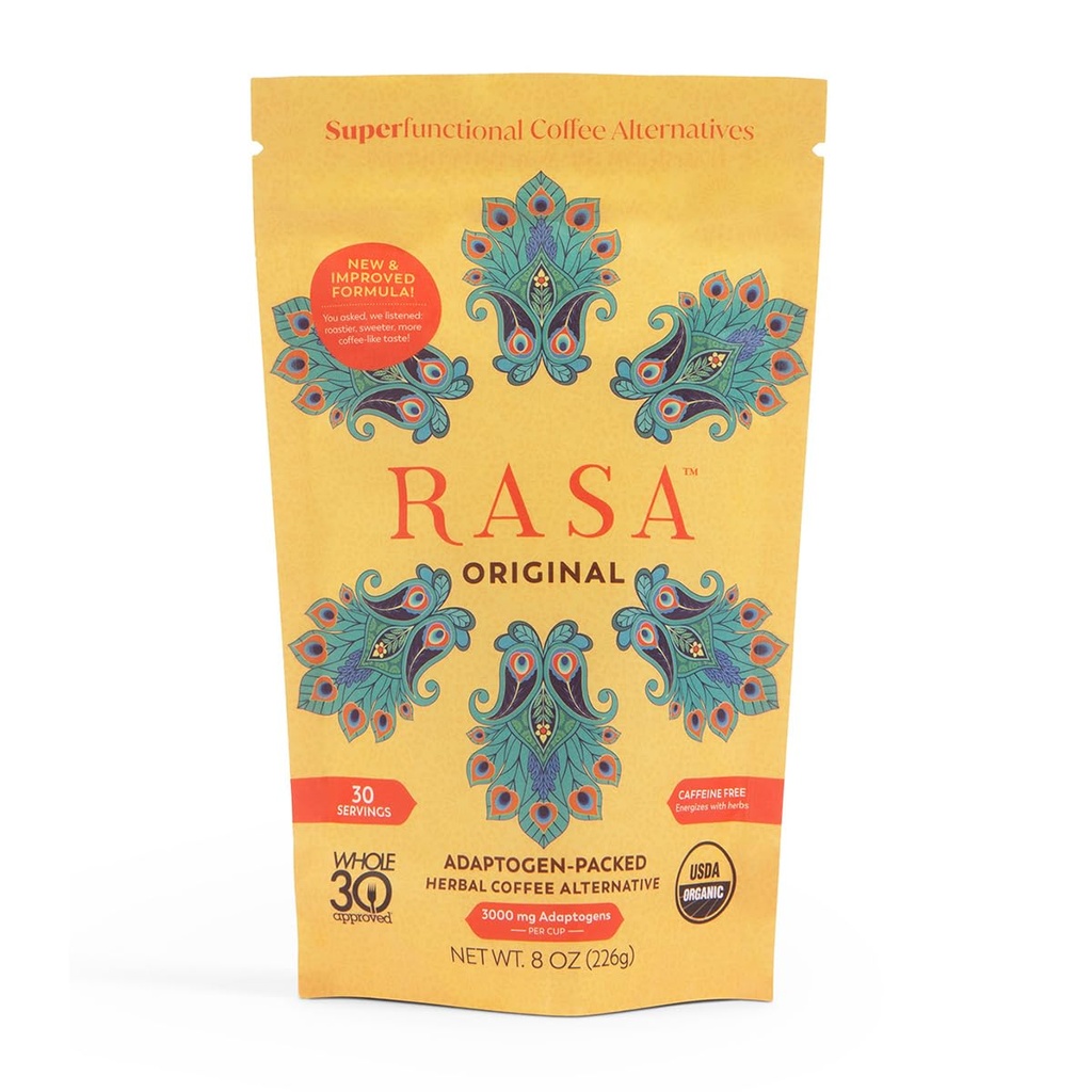 Rasa Original – Adaptogenic Mushroom Coffee Alternative per sostenere meglio benessere generale, migliore sonno, pelle più chiara | Vegan, Keto, tutto 30, Ayurveda Wellness Tonic con Chaga + Reishi (8 oz / 30 Servings)