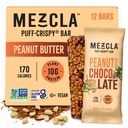 Mezcla Puff Crispy Protein Bars, Gluten Free & Vegan Protein Bars, 10g Protein, Alt for Crispy Rice Treat, Granola Bars & Breakfast Bars, Snacks sani per adulti, Cioccolato di burro di arachidi, 12 Pack