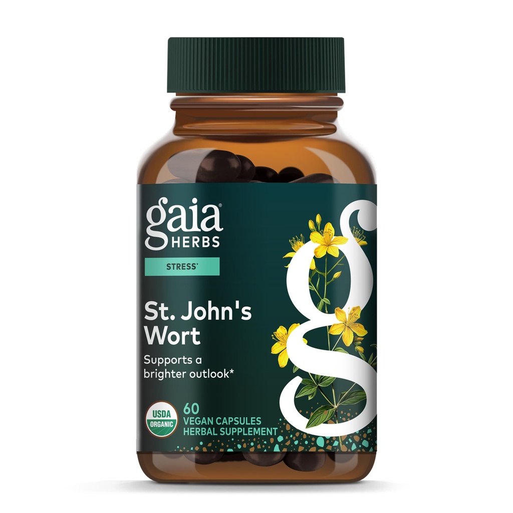 Gaia Herbs St. John's Wort - Natural Stress Support Supplement - con St. John's Wort - 60 Vegan Capsule (20-Day Supply)