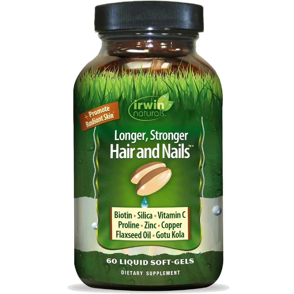 Pelle sana e capelli più chiodi di Irwin Naturals, Nutriente Rich, Fornisce lucentezza e resistenza, 60 Liquid Softgels