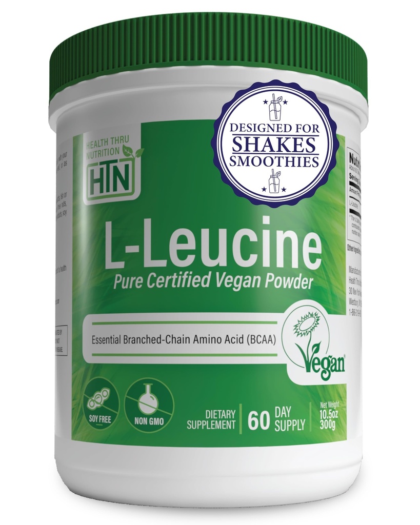 Polvere di L-Leucina pura di nutrizione di salute 300g | Vegan certificato | Fermented | Non-GMO | Essential BCAA | 3rd Party Testato | 5 Grammi per porzione | (60 Serve)