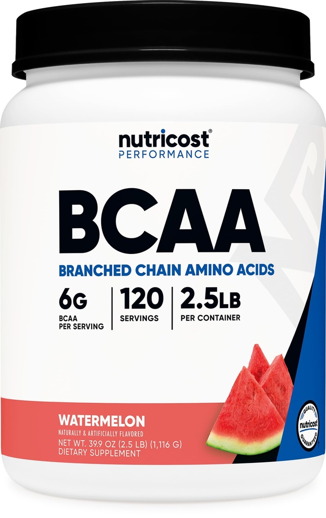 Nutricost BCAA Polvere 2:1:1:1 (Watermelon, 120 Serve) - Gluten Free, Non OGM, Vegetariano