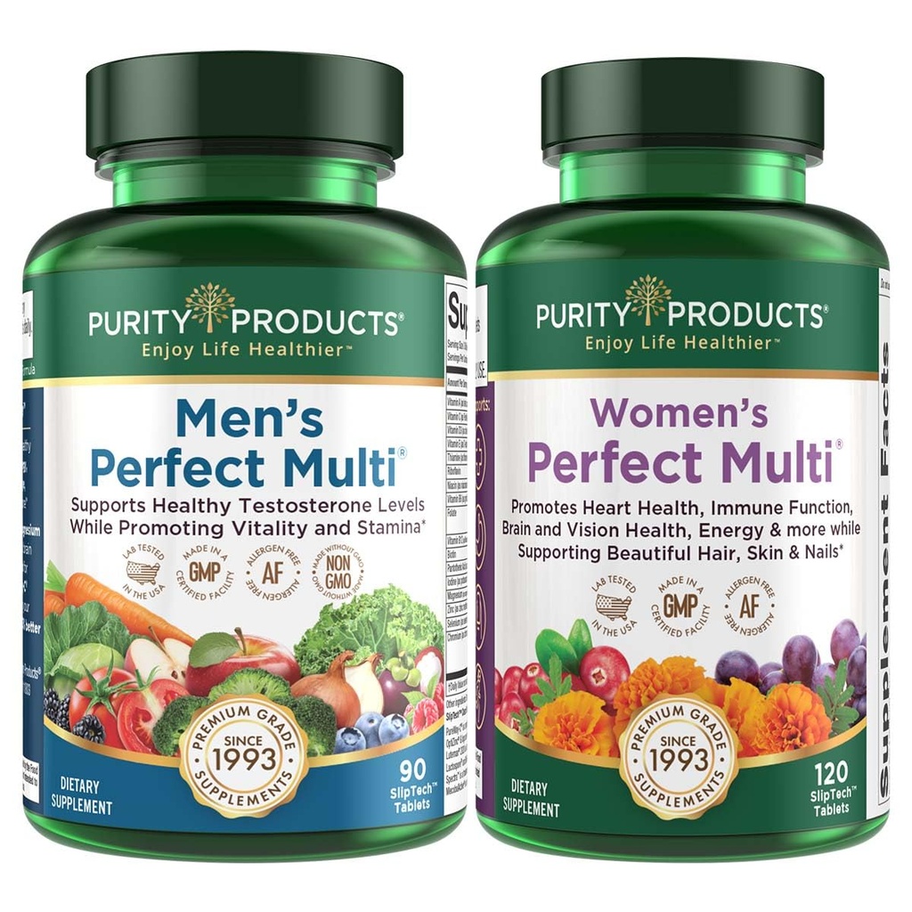 Prodotti di purezza Bundle - Men's Perfect Multi + Women's Perfect Multi - Men - Supporta la vitalità sana, l'energia + di più - Donne - Supporta la salute del tratto urinario, l'immunità, le unghie della pelle dei capelli + di più