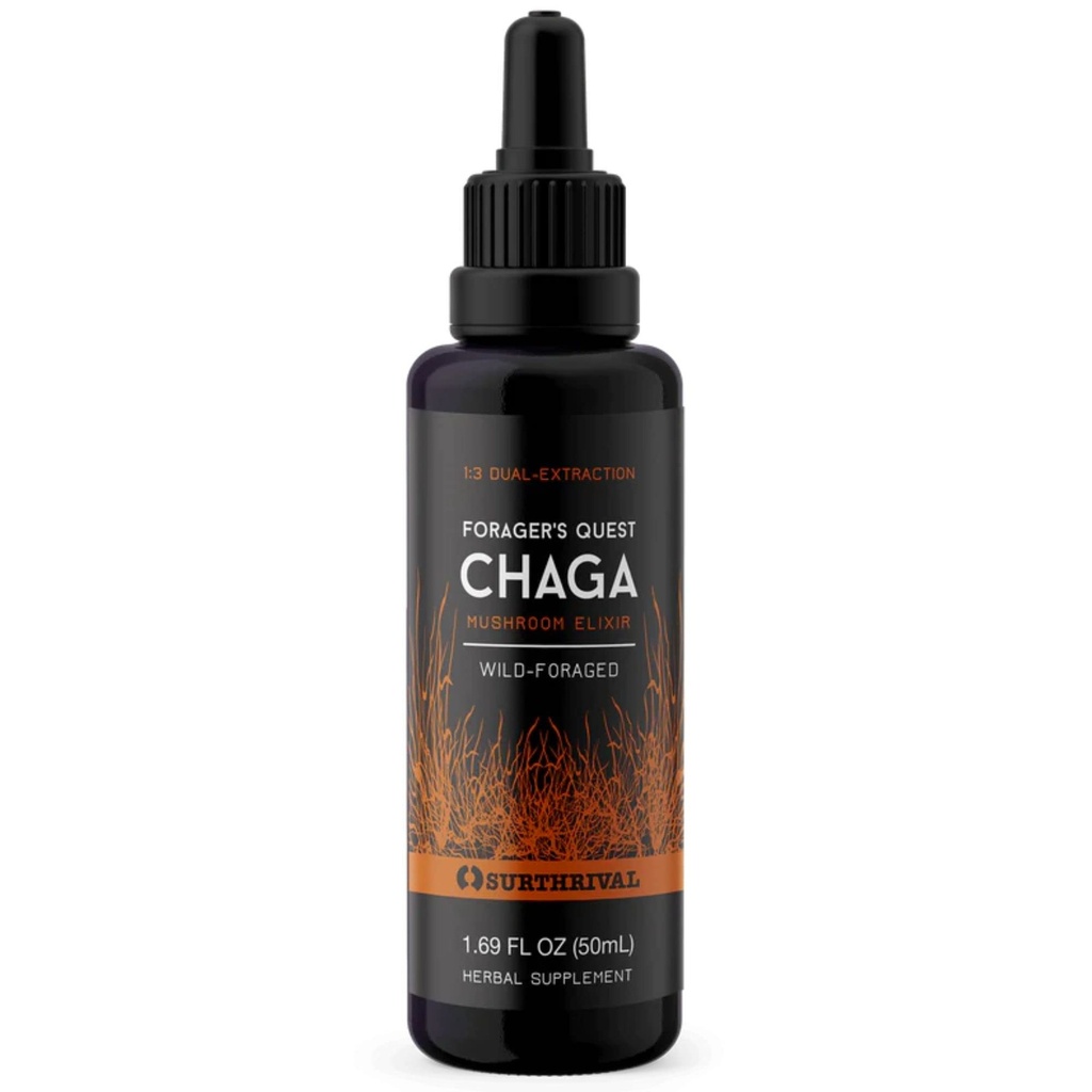 Surthrival: Chaga Mushroom Extract Forager's Quest, 50 mL, Con la natura Immune-Boosting, Anti-Viral, Anti-Fungal Medicinal Mushroom