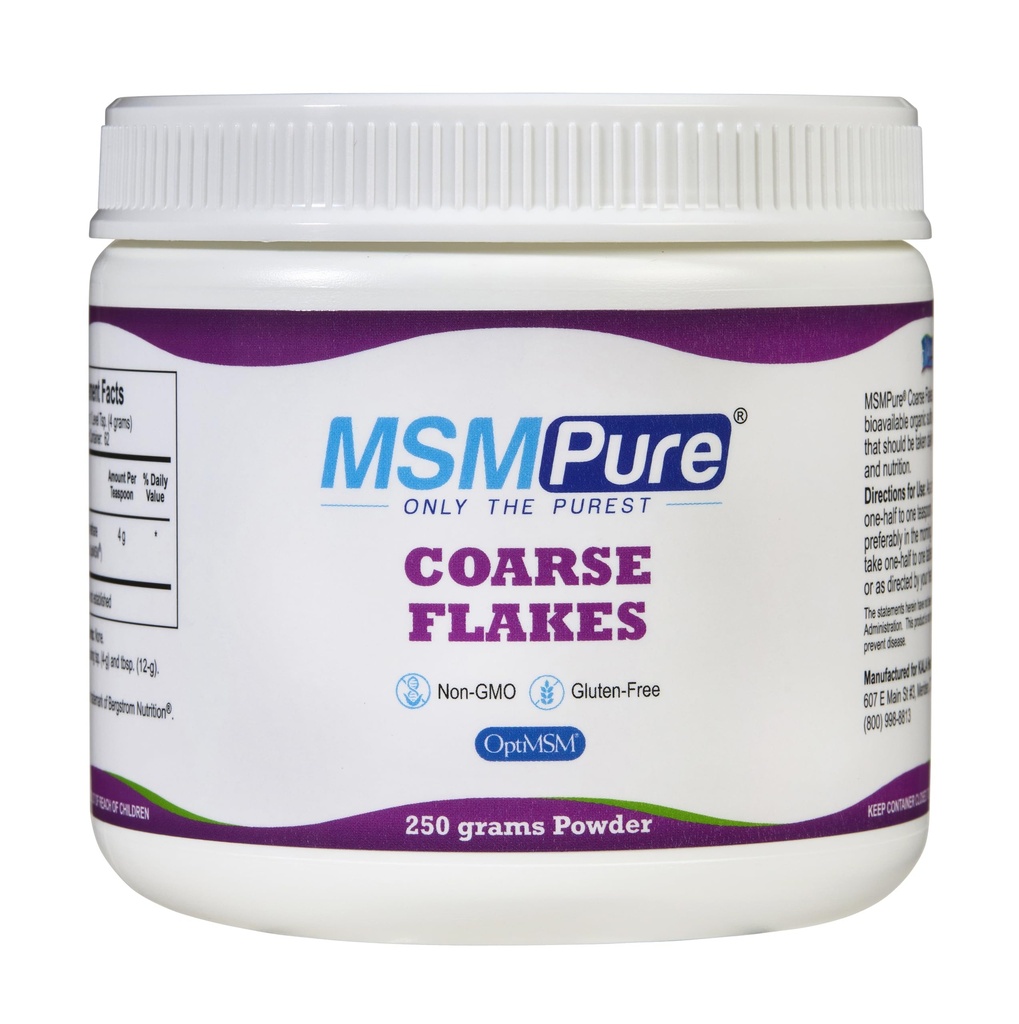 KALA HEALTH MSMPure Coarse MSM Powder Flakes – MSM USA-Made per la salute comune, l'aspetto della pelle e il supporto per capelli e unghie – 8,8 oz, zolfo organico