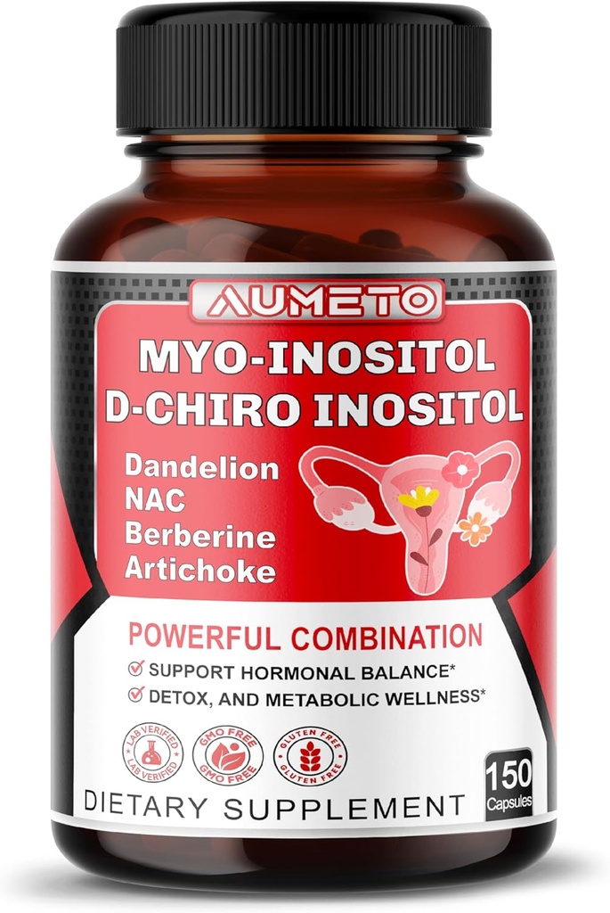 Myo-Inositol + D-Chiro Inositol – 150 capsule – con Folate, NAC, Berberina, CoQ10 e Detox Blend – Support Hormonal Balance & Metabolic Wellness – Non-GMO, Senza Glutine