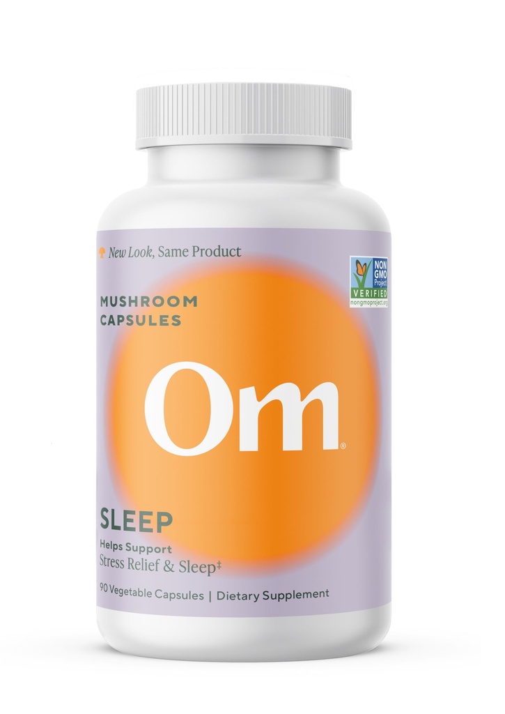 OM Mushroom Superfood Capsula di sonno Superfood Supplemento Superfood, 90 Conte, 30 Giorni, Reishi, GABA, L-teanina, Melatonina per il riposo & Sleep Quality Superfood Supplemento