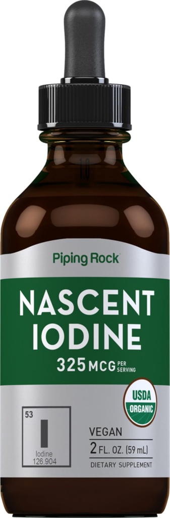 Piping Rock Nascent Iodio Gocce Organico | 2 fl oz | Liquid Vegan Supplemento | Non-GMO, Gluten Free