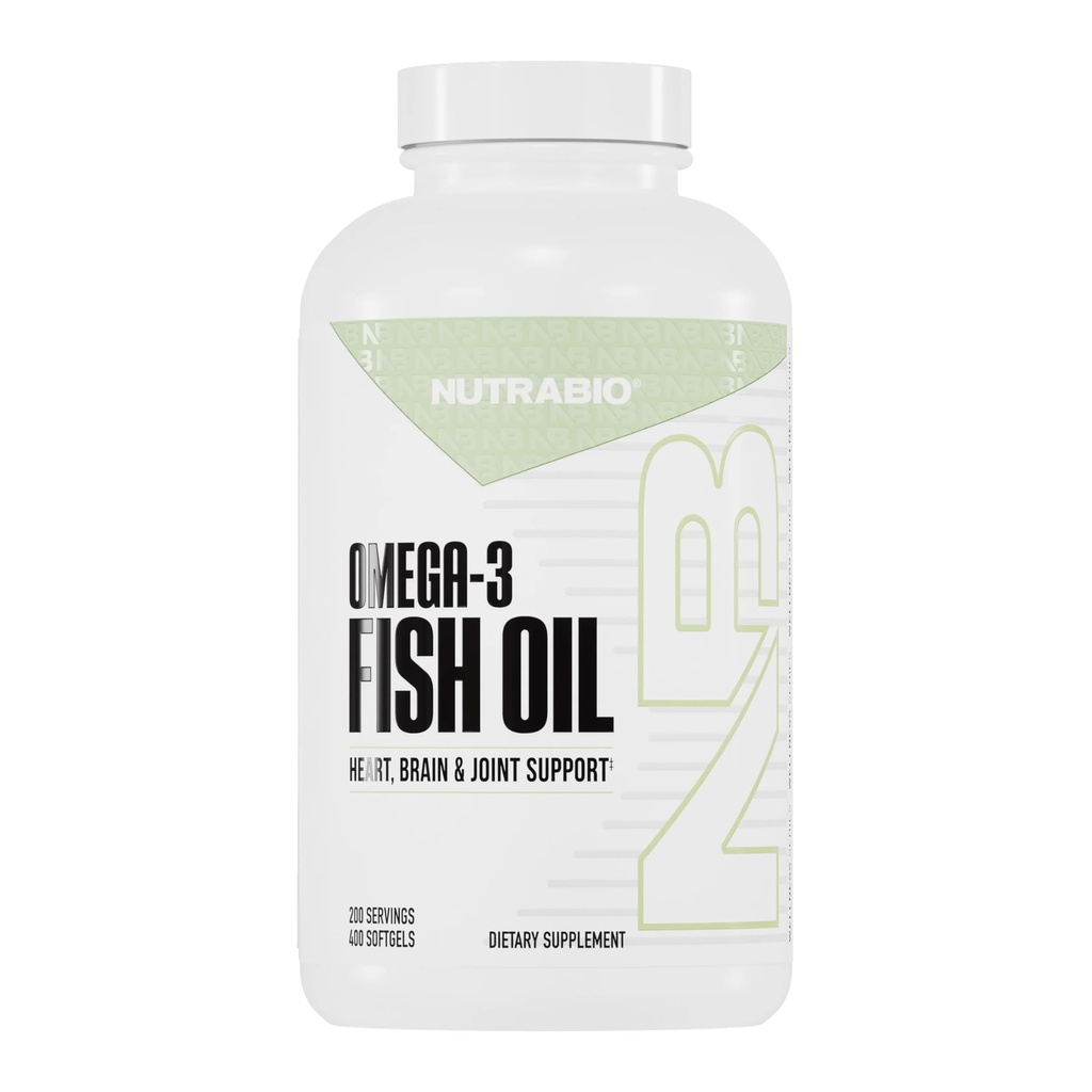 NutraBio Omega 3 Fish Oil Supplementi, 2000mg, 400 Softgels - EPA DHA Omega 3 Fatty Acid supplemento per aiutare a sostenere un cuore sano