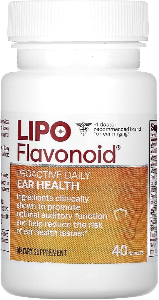 Proattivo supplemento giornaliero di salute dell'orecchio da Lipo-Flavonoide, promuove a lungo termine e supporta la funzione di controllo ottimale e la salute cognitiva, 40 Caplets