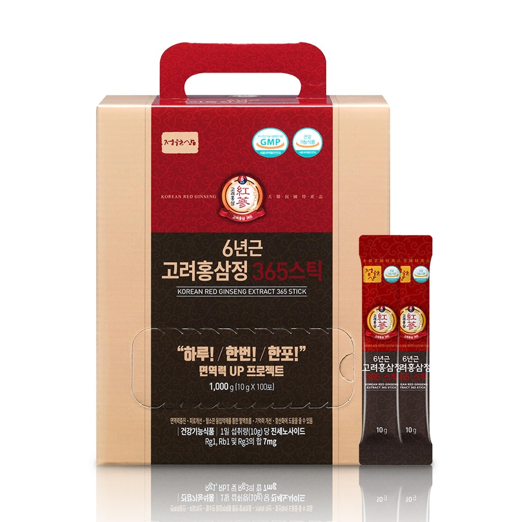 Ginseng rosso coreano 6 anni 365 | 100 Sticks | Vegan | 7mg Ginsenosides Per Stick