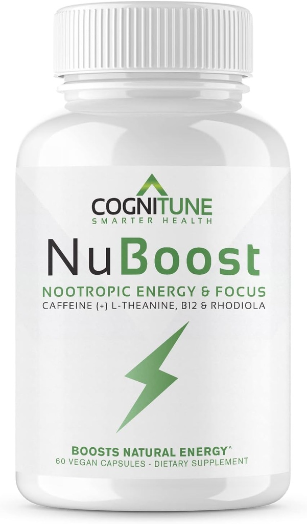 Pillole di caffeina 100mg con L-Theanine & B12 – Integratore di energia naturale + Focus – Pillole di energia pulita per uomini e donne – Caffeina L Theanine Nootropic – 60 capsule vegane