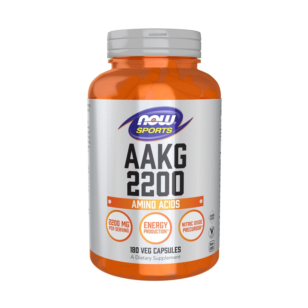 NOW Sport AAKG 2200, Arginina, Produzione di energia, 180 capsule di Veg