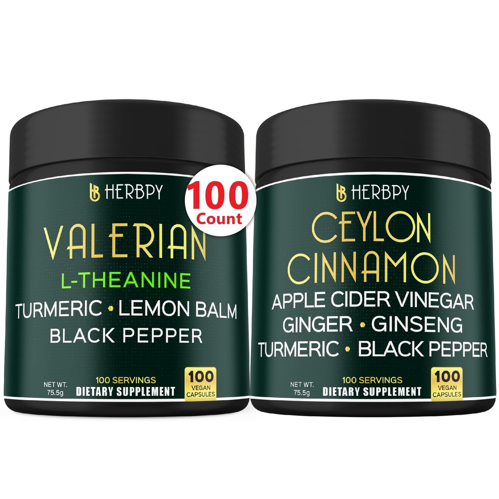 Bundle 5in1 Integratore di radice di valeriana & 6in1 Integratori di cannella di Ceylon Premium