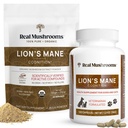 Real Mushrooms Lions Mane for Humans (60 Servings) e Animali (120ct) - Polvere e capsule Bundle per cognizione e immunità - Vegan, Non OGM, Gluten-Free, Grain-Free Mushroom Extract Supplements
