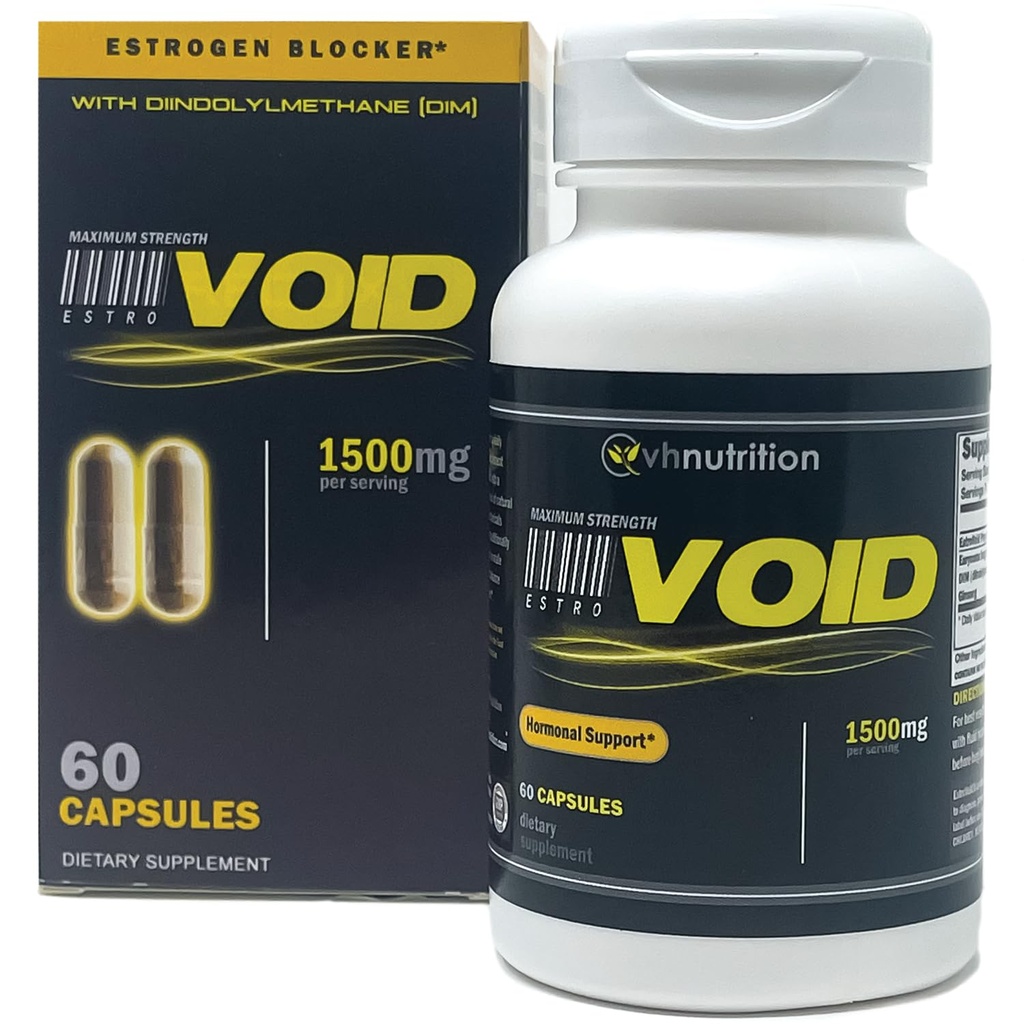 VH Nutrition ESTROVOID | Blocker estrogeno per gli uomini | 1500mg Inibitore di aromatasi naturale ad alta resistenza* W/DIM, Longjack, Ashwagandha, Eleuthero, Cordyceps, Rhodiola, & Panax Ginseng