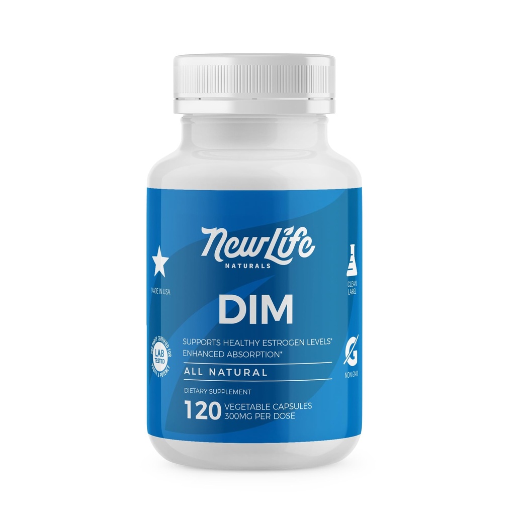 NewLife Naturals DIM Supplemento 300mg, Donne & Uomini - Pillole d'acne ormonali, Menopausa sollievo | Livello di estrogeno sano | Equilibrio ormonale - 120Day alimentazione