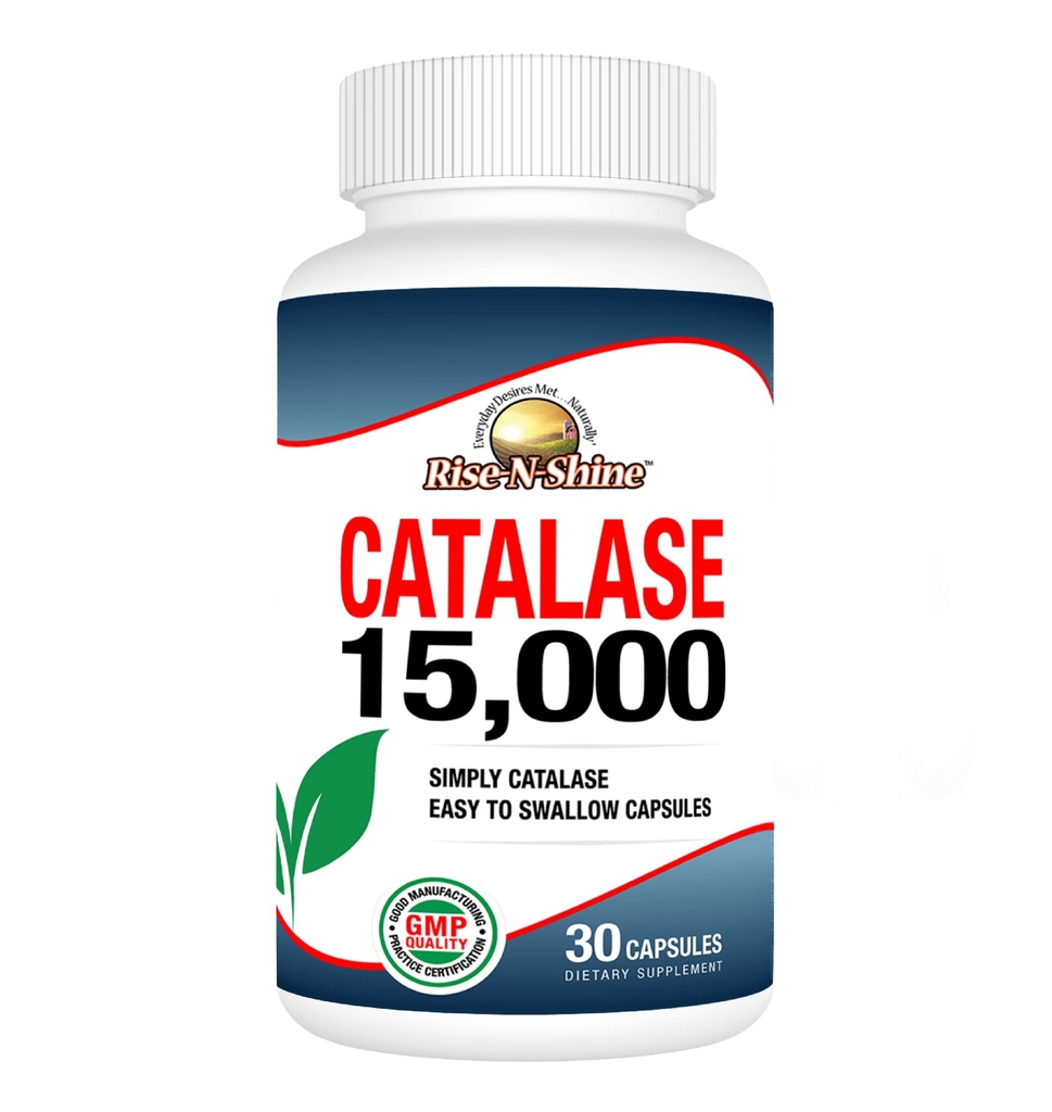 Rise-N-Shine Catalase Supplemento 15.000 - Potente enzima antiossidante per la salute dei capelli - Supplementi per il forte sostegno dei capelli - 30 giorni di alimentazione