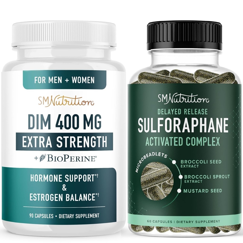 Sulforaphane Complex & 400mg DIM Supplemento per il bilanciamento dell'estrogeno potenziato per le donne | Integratore avanzato dell'equilibrio dell'ormone del Microbeadlet (60 Serve) con DIM ad alta resistenza (90 Serve)