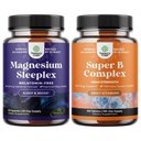 Bundle di alto assorbimento Magnesio Supplemento di sonno - Magnesio calma senza melatonina per sonno e vitamina B Complesso adulto Multivitamina per il supporto immunitario Boost e supplemento di memoria