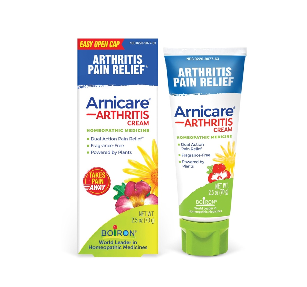 Crema di Artrite di Arnicare di Boiron per il sollievo del dolore di Ginocchiere, Mani, Polsi, Elbows, Giunti & Muscoli – Assorbimento rapido & Fragranza-Free – 2.5 oz