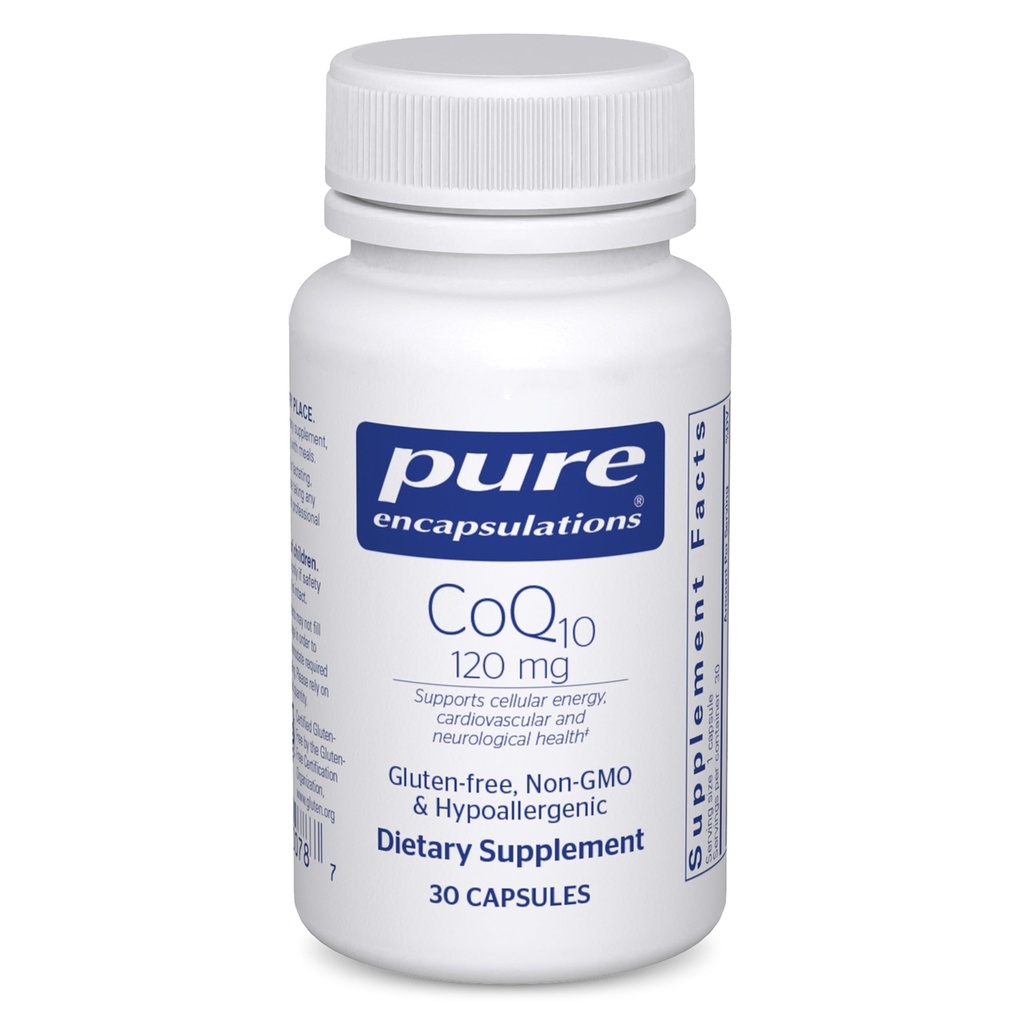 Pure Encapsulations CoQ10 120 mg - Coenzyme Q10 Supplemento per la salute del cuore, l'energia, gli antiossidanti, la salute del cervello e della memoria - Salute cellulare, cognizione e supporto cardiovascolare* - 30 capsule