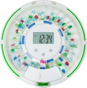 Dispenser automatico di pillole per anziani con allarme, Dispenser di farmaci da 28 giorni, 6 modelli di dosaggio, avvisi di suono e luce & chiave per vitamine, supplementi (Clear Lid)