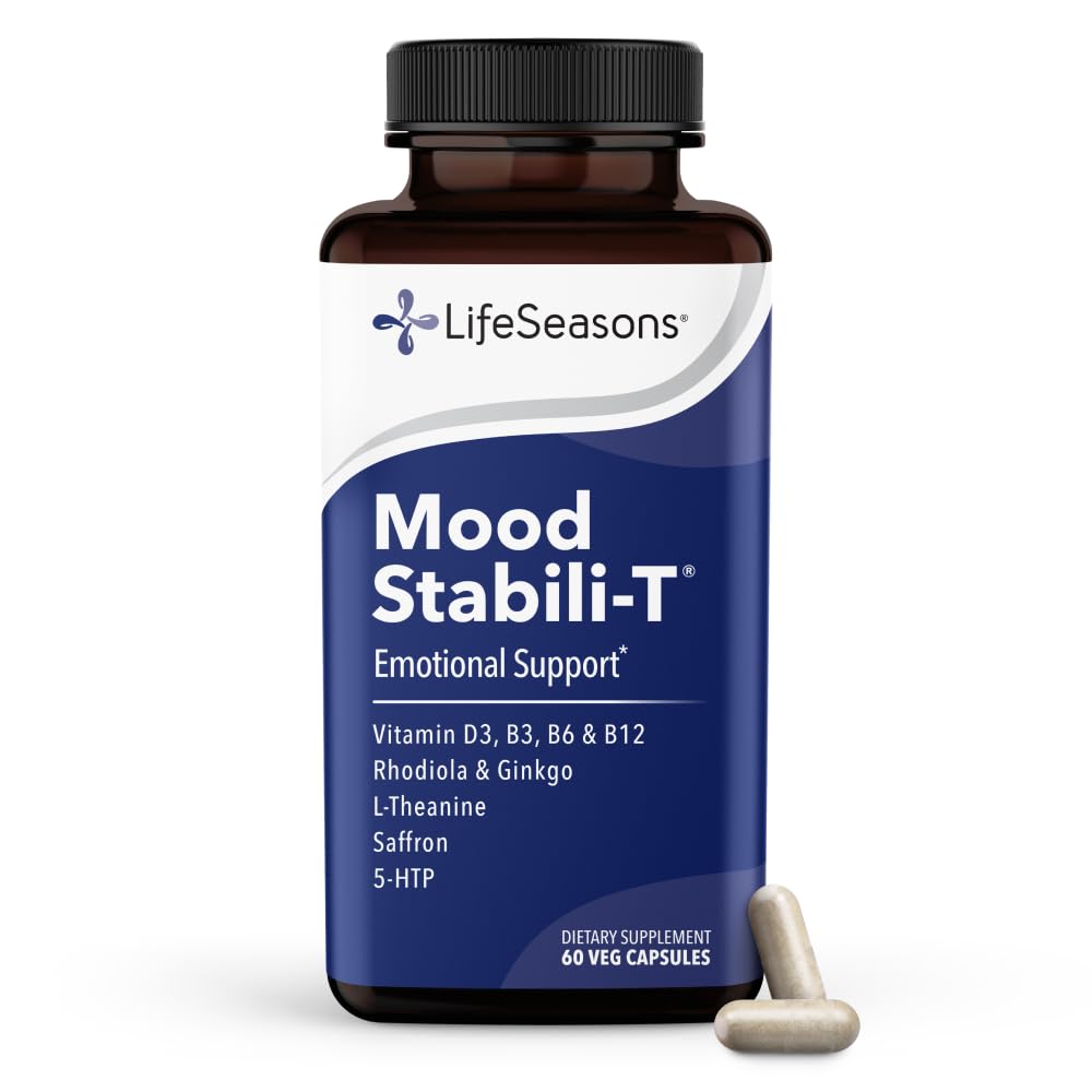 LifeSeasons - Mood Stabili-T - Positive Mood Booster - Maggiore calma e felicità - Mente rilassata e bilanciata - Contiene Rhodiola, Ginkgo Biloba, e Vitamina D3 - (60 capsule)
