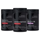 Ricerca sportiva Biotina (B7) 10.000 mcg + Luteina + Zeaxanthin (20mg) + Astaxantina Supplemento da Alghe (6mg) - Tutti Vegan | 120 Softgels Ogni | Tutto realizzato con olio di cocco per una migliore assorbimento