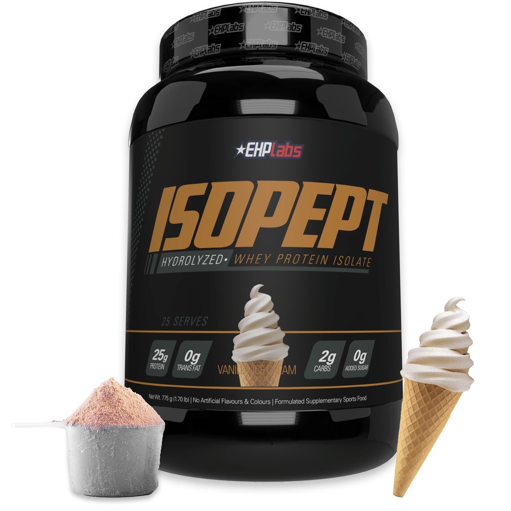 IsoPept idrolizzato Whey Protein Powder di EHPlabs - 100% Whey Protein Isolate & Hydrolysate, 27g di Proteine, Non OGM, Gluten Free, Fast Absorbing, Easy Digesting, 27 Serves (Vanilla Ice-Cream)