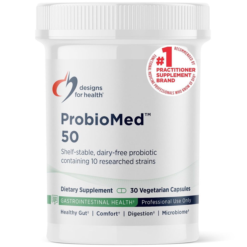 Progetti per la salute ProbioMed 50 - Probiotici per la salute digestiva - 10 Strains con Lactobacillus acidophilus Probiotic + Lactobacillus rhamnosus - Gut Health + Immune Support Supplemento (30 Caps)