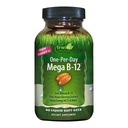 Irwin Naturals One-Per-Day Mega B-12 1.500mcg ad alta potenza Methylcobalamin Vitamin - Assorbimento rapido potenziato con MCT + Ginseng asiatico - Energia naturale Boost - 60 Liquid Softgels