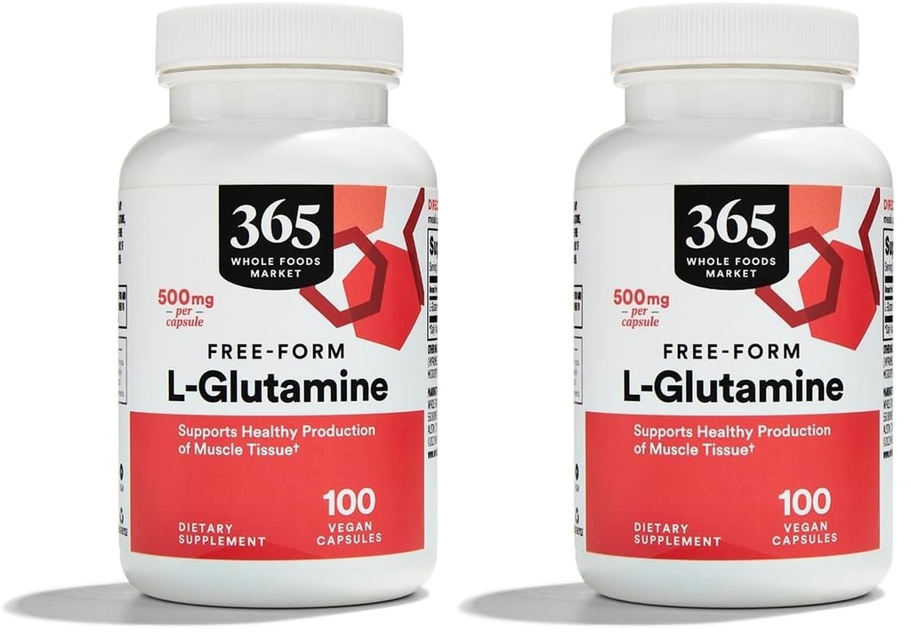 Mercato intero degli alimenti, L Glutamina 500Mg Veggie Caps, 100 Conte (Pack of 2)